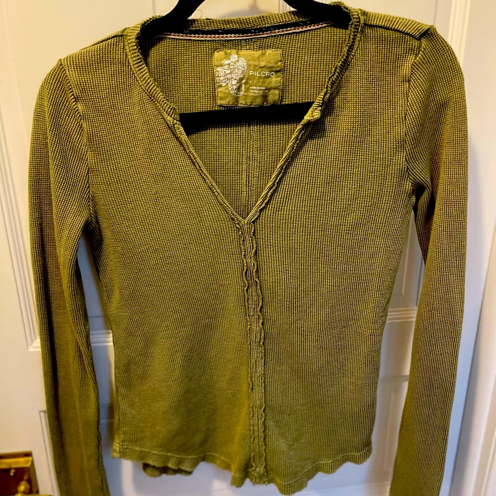 Anthropologie Pilcro Waffle Long Sleeved Shirt